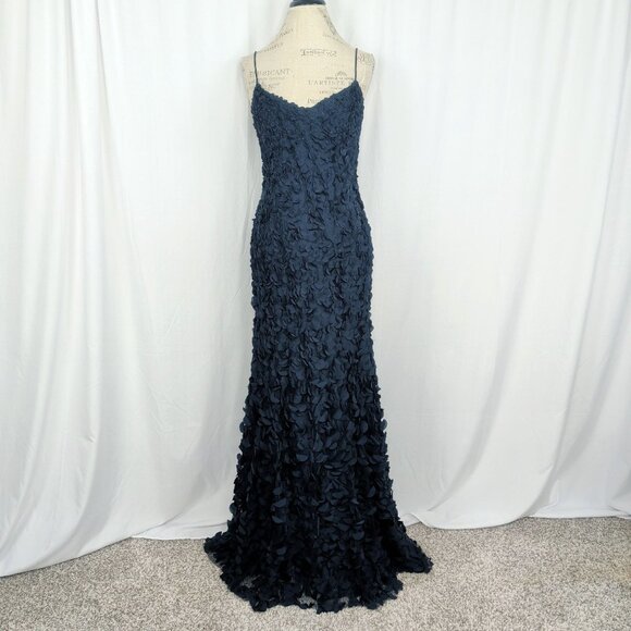 Theia Blue 3D Floral Gown Dress 6 Sleeveless - Picture 11 of 11